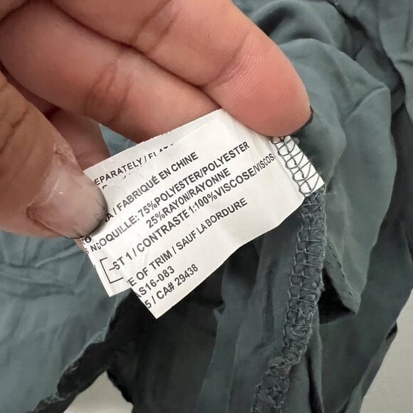 Meadow Rue Green Woven T Strap Back Flowy Vneck Blouse Womens Size S - Picture 4 of 5